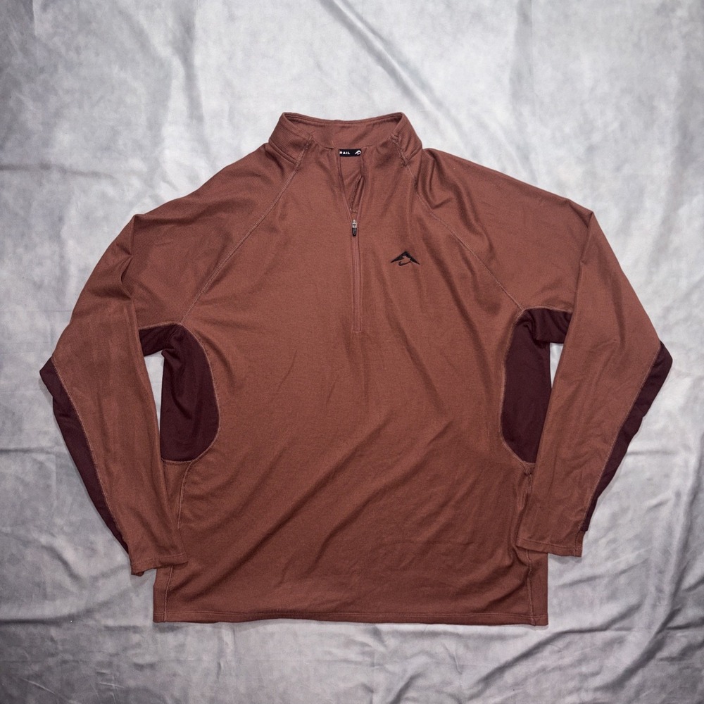 Nike Trail Dri-FIT 1/2-Zip Mid Layer Running Pullover Mens XL Brown FV9994